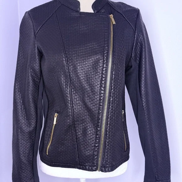 Calvin Klein Black Textured Leather Jacket - Picture 2 of 8